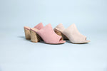 Helena Heeled Sandal in Blush Suede