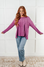 Simple Silhouette Brushed Hacci Sweater in Light Plum