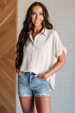 Sweet Simplicity Button Down Blouse in Oatmeal