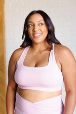 Working Out My Ego Cross Back Sports Bra in Mauve Peony