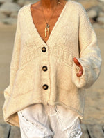 Pocketed V-Neck Button Up Cardigan