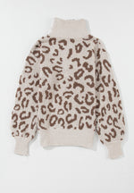 Leopard Half Zip Long Sleeve Sweater