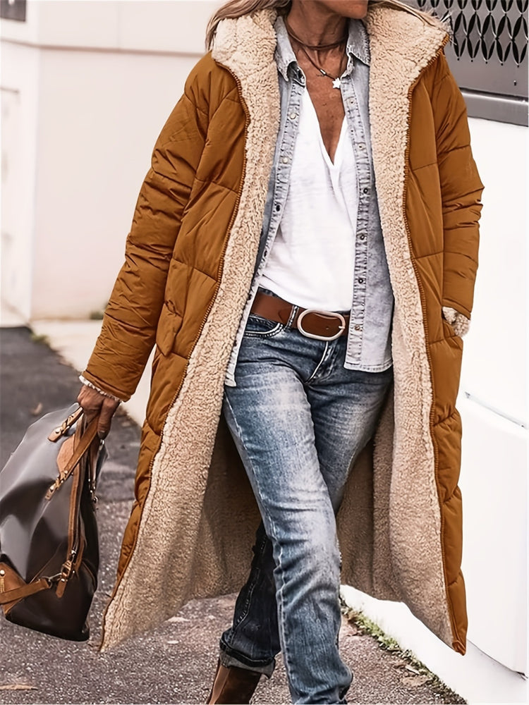 Reversable Plus Size Zip Up Sherpa Hooded Coat