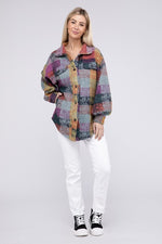 Loose Fit Buttoned Down Check Shirt Jacket