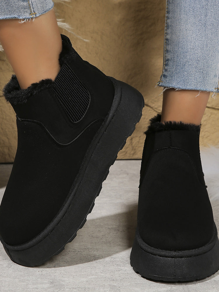 Suede Round Toe Platform Boots