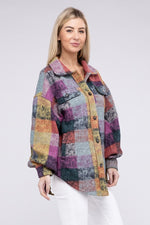 Loose Fit Buttoned Down Check Shirt Jacket