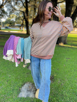 PREORDER: Step By Step Stripe Sweatshirt in Four Colors