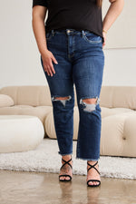 RFM Full Size Tummy Control Distressed High Waist Raw Hem Jeans
