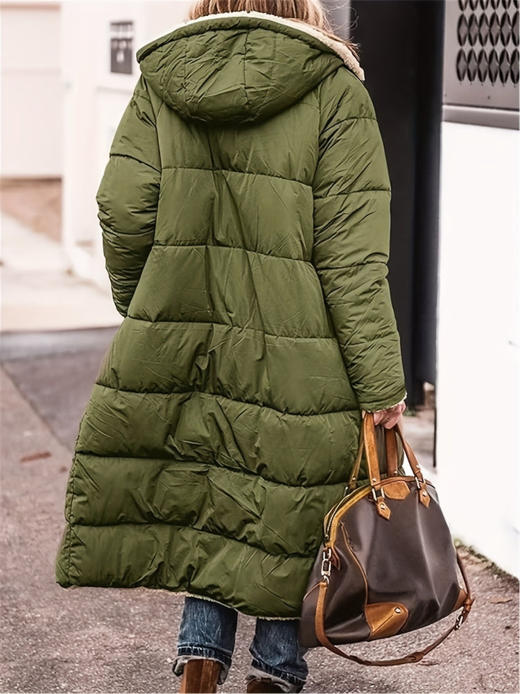 Reversable Plus Size Zip Up Sherpa Hooded Coat