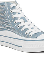 Asuka Rhinestone Embellished Ankle  Denim Sneakers