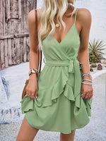 Ruffled Layered Surplice Mini Cami Dress