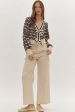 Bow Front Stripe Cardigan