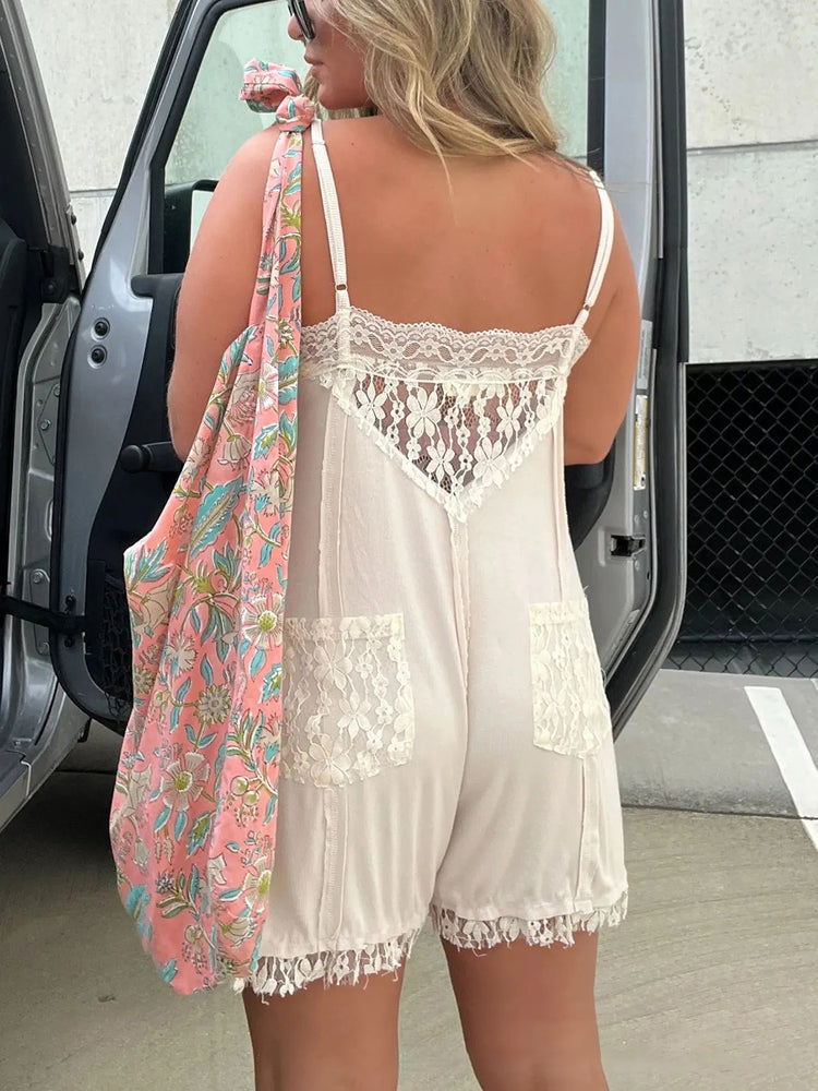 Full Size Lace Detail V-Neck Spaghetti Strap Romper