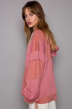 Balloon Sleeve Cut Sew Sweater Knit Top in Mauve