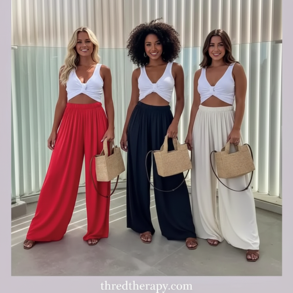 Wide-Leg Flowy Pants - Three Distinct Models