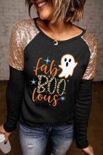 Ghost Graphic Sequin Long Sleeve T-Shirt