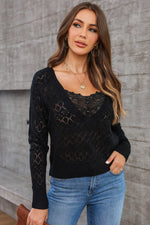 Lace Detail Openwork Knit Top