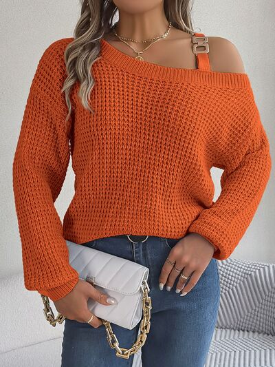 Asymmetrical Neck Long Sleeve Sweater