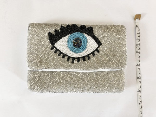 Blue Evil Eye Beaded Clutch Bag LMC-134