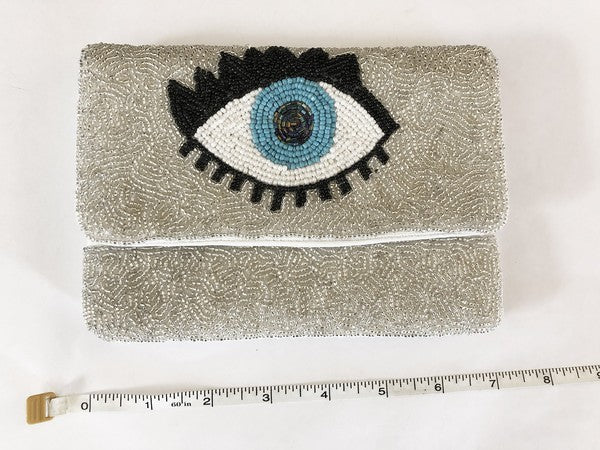 Blue Evil Eye Beaded Clutch Bag LMC-134