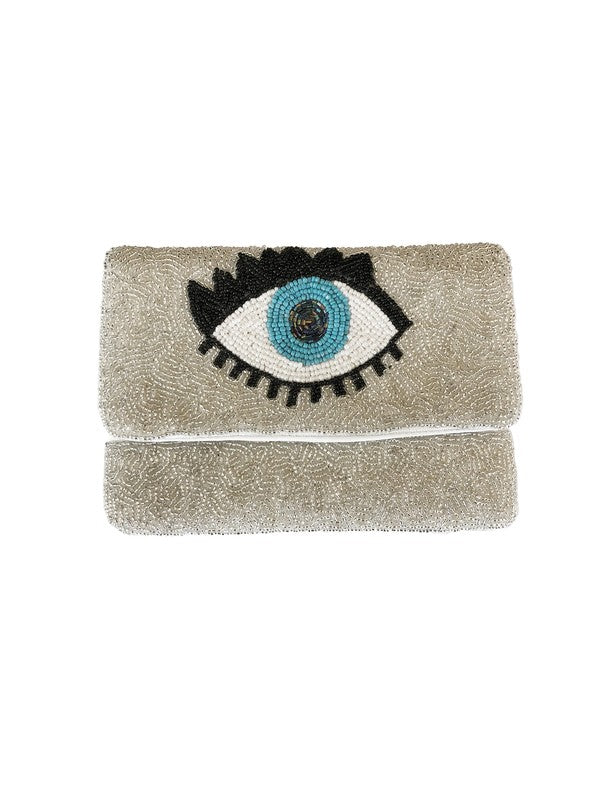 Blue Evil Eye Beaded Clutch Bag LMC-134