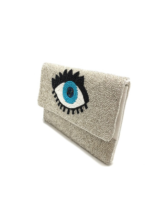 Blue Evil Eye Beaded Clutch Bag LMC-134