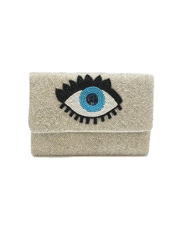 Blue Evil Eye Beaded Clutch Bag LMC-134