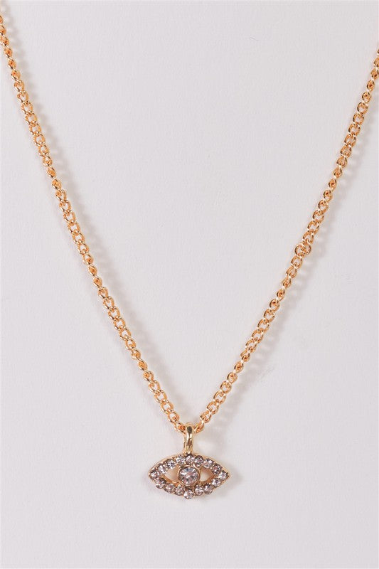 Evil Eye Rhinestone Pendant Necklace