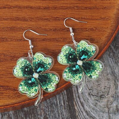 Lucky Clover Acrylic Dangle Earrings