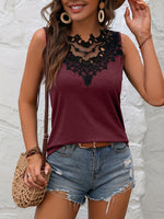 Lace Detail Heathered Tank