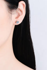 1 Carat Moissanite Rhodium-Plated Stud Earrings