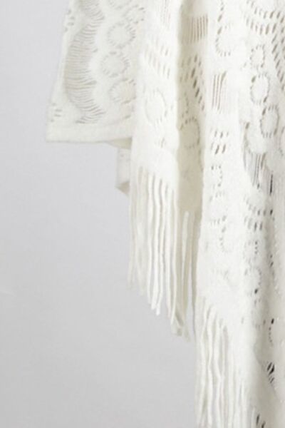 Fringe Openwork Surplice Cape Sleeve Poncho