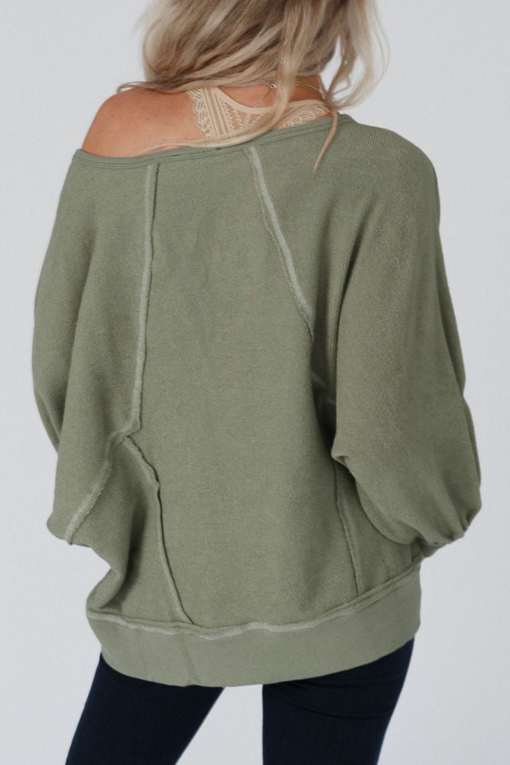 Seam-Detail Long Sleeve Blouse