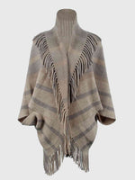 Fringe Detail Open Front Poncho