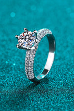 2 Carat Moissanite 925 Sterling Silver Side Stone Ring