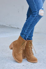 Forever Link Lace-Up Zipper Detail Block Heel Boots