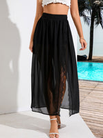 Scalloped Lace Trim Split Skirt