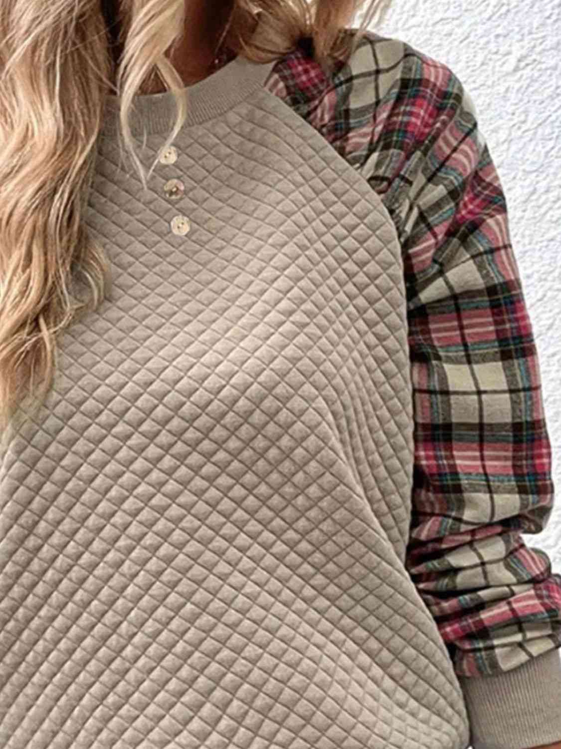 Plaid Round Neck Sweatshirt