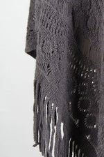 Fringe Openwork Surplice Cape Sleeve Poncho