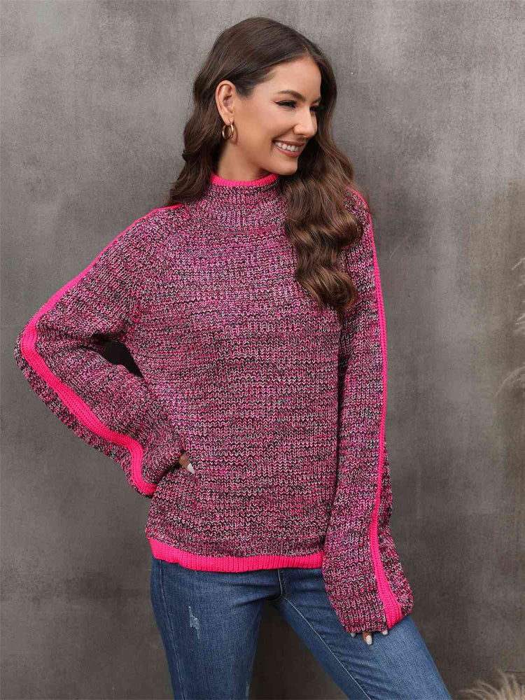 Heathered Turtleneck Long Sleeve Sweater