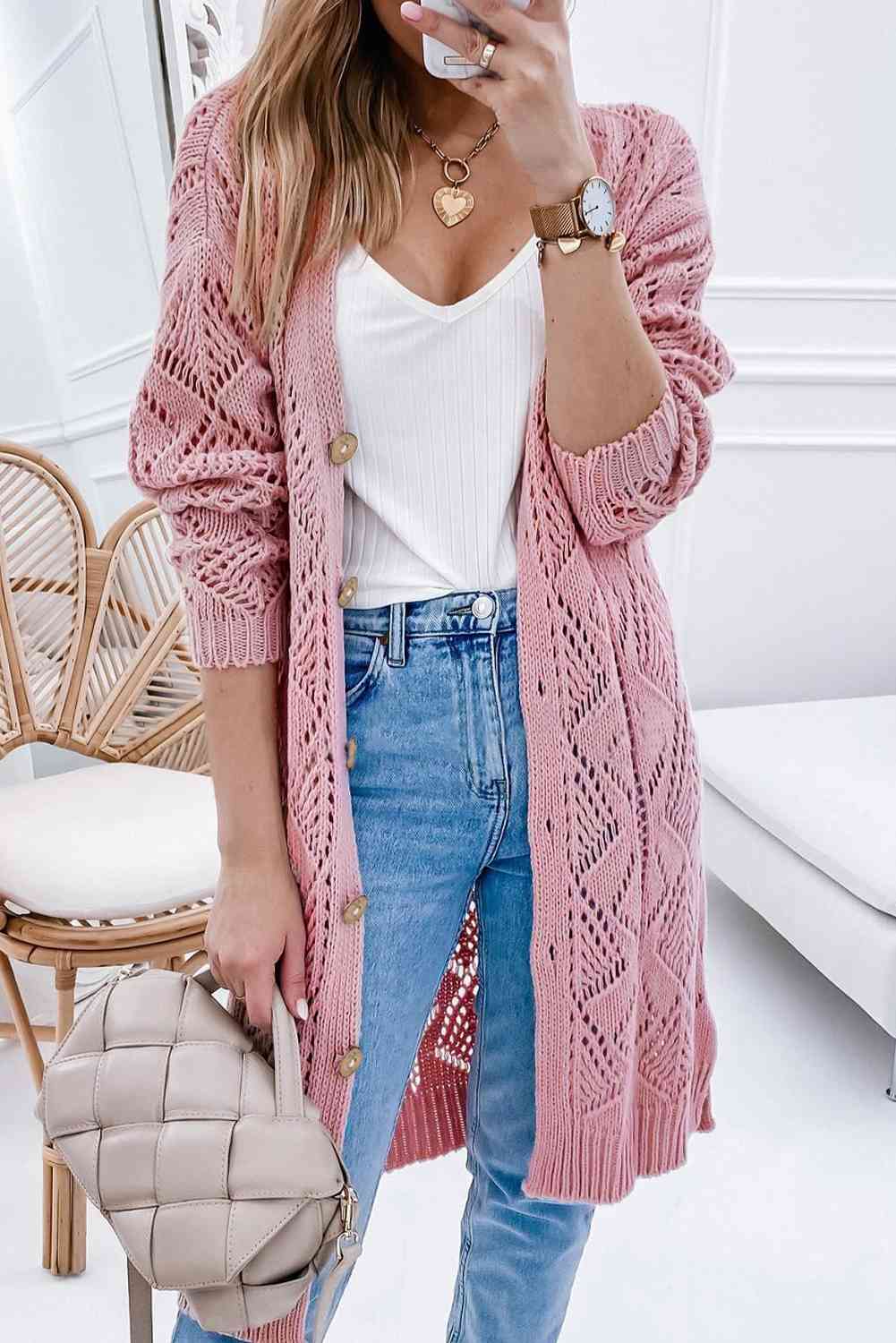 V-Neck Long Sleeve Cardigan