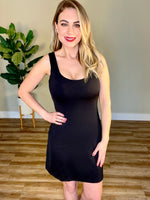 Stretchy Black Dress With Built In Bra In Jet Black – Thred Therapy Boutique