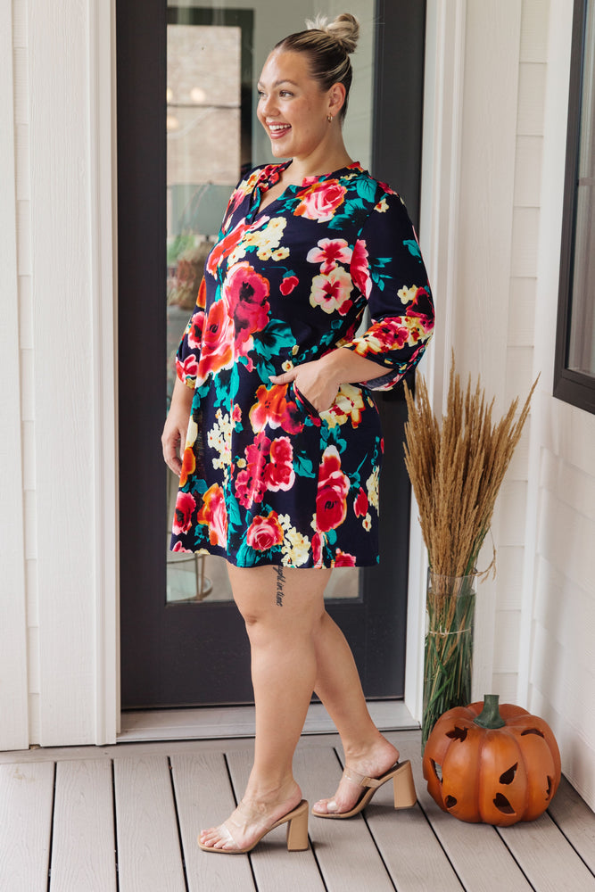 Moonlit Garden Floral Mini Dress