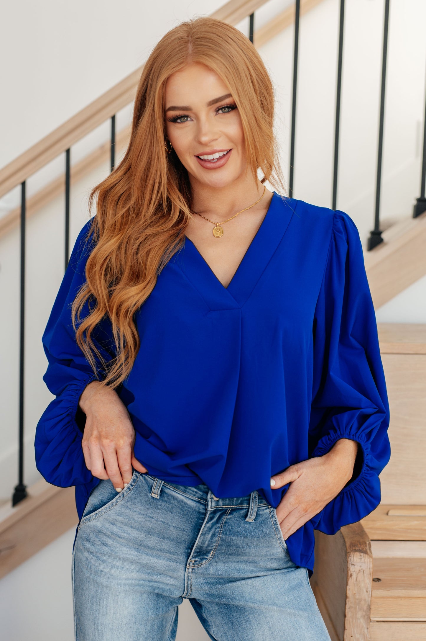 What Do You Say Balloon Sleeve Blouse