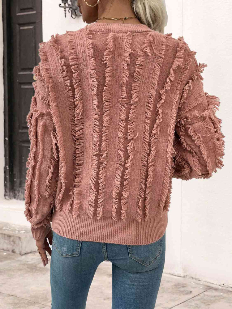 Frill Trim V-Neck Sweater