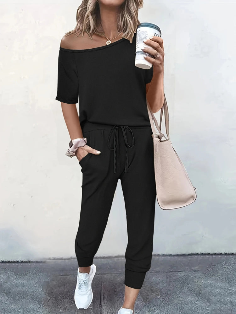 The Jumpsuit That Broke The Internet!!!  Round Neck Short Sleeve Top and Pants Set