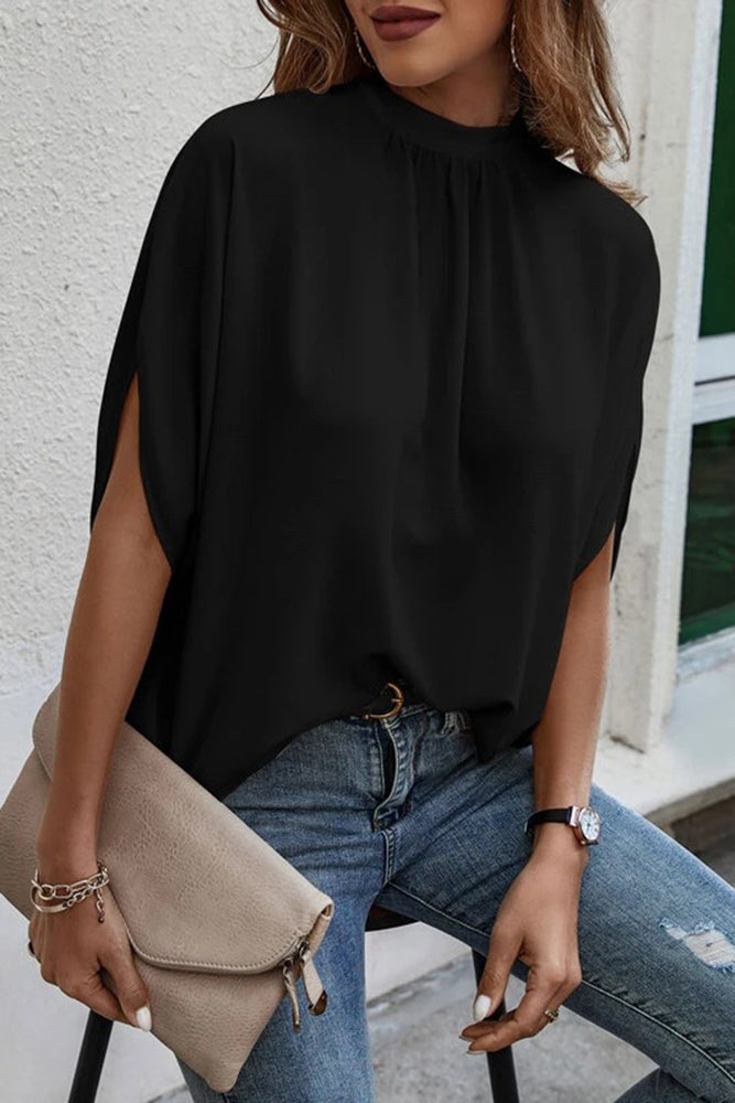 Tie Back Slit Half Sleeve Blouse