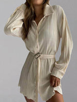 Button Up Dropped Shoulder Shirt Dress